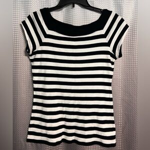 Nautical Black & White Striped Pin-up Top Rockabilly Dress Barn